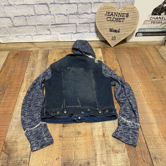 Free People Denim & Knit Hooded Jacket - size XS - Picture 15 of 15